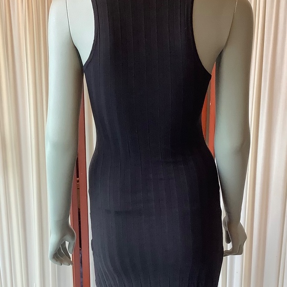 Reformation Dress Black Mel Ribbed Knit Sleeveless Bodycon Stretch Tank Small - Picture 4 of 8